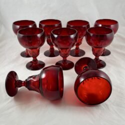 1930s Fenton Georgian Ruby Agua Caliente Goblets, S/9